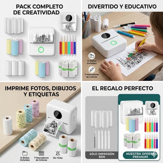 Kit de Mini Impresora Térmica Infantil (Creatividad Sin Tinta)
